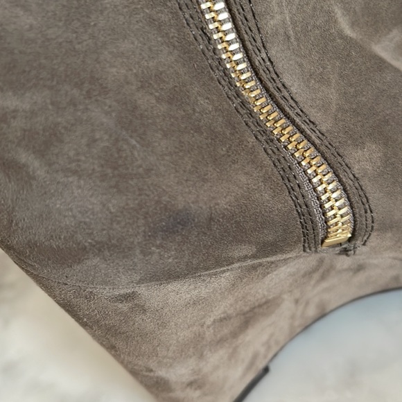 Marion Parke Driscoll Suede Double Zipper Wedge Bootie - Picture 7 of 7